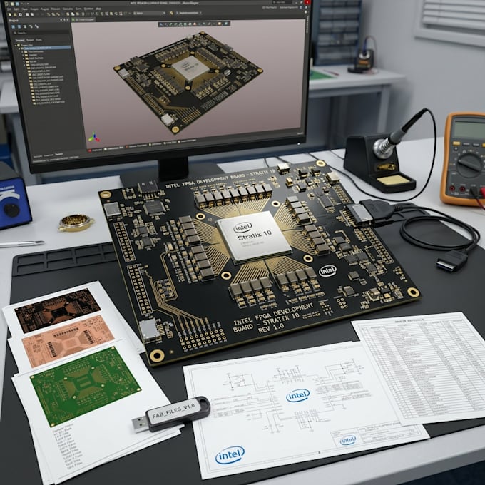 develop intel fpga pcb, pcb layout and fabrication files