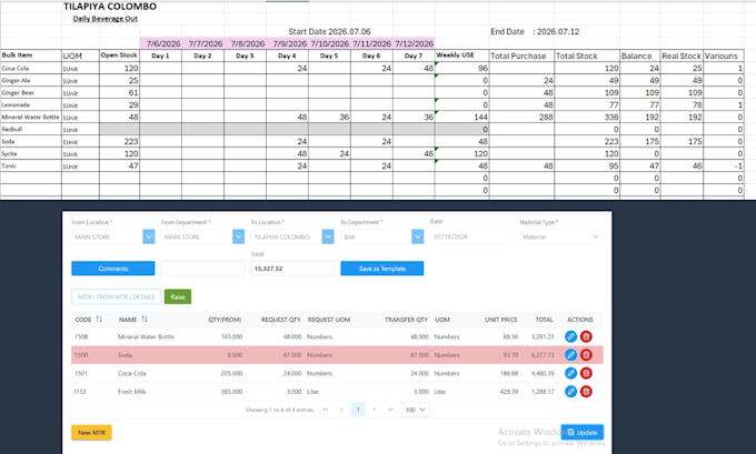 do inventory management, grn entry, and stock updates in excel