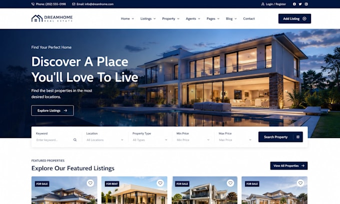 develop real estate website, realtor website and property website with idx, mls