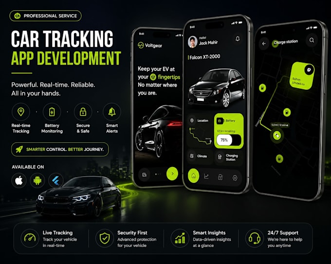 develop car tracking app car auction app fleet management app ridesharing app