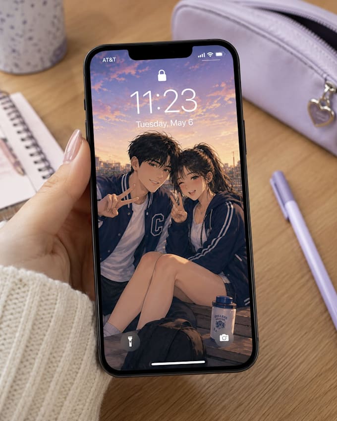custom anime couple portrait