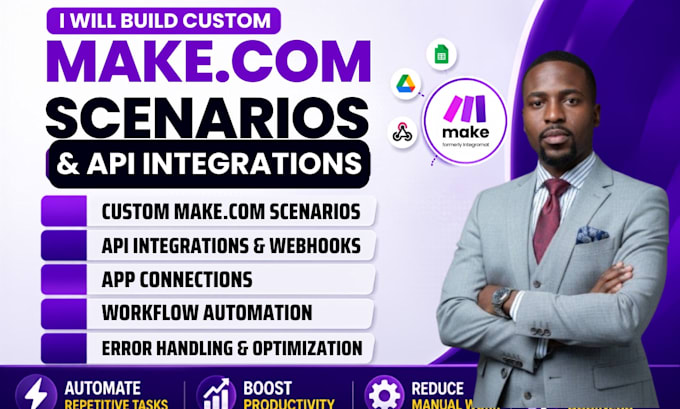 build custom make com scenarios and API integrations