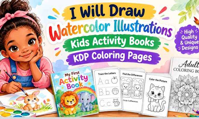 watercolor illustrations, children story book illustration, KDP picture book