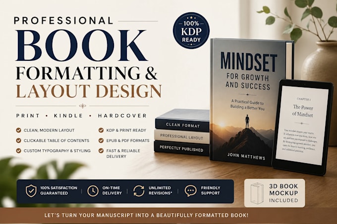 do book formatting, book layout design, kindle ebook format