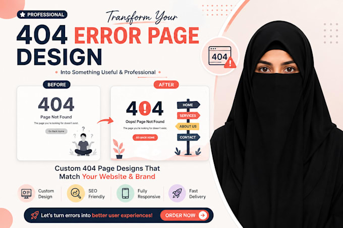 create a custom 404 error page design for your website