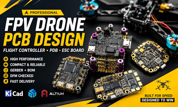 design fpv drone pcb, flight controller, power distribution and esc board