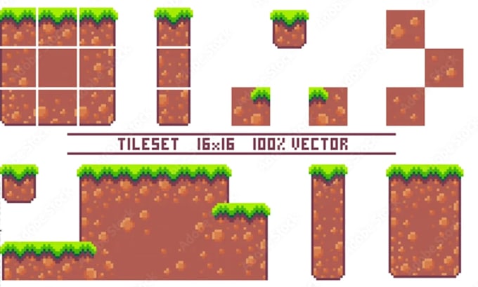create pixel art tileset for rpg, terrain, objects platformer and 2d game assets
