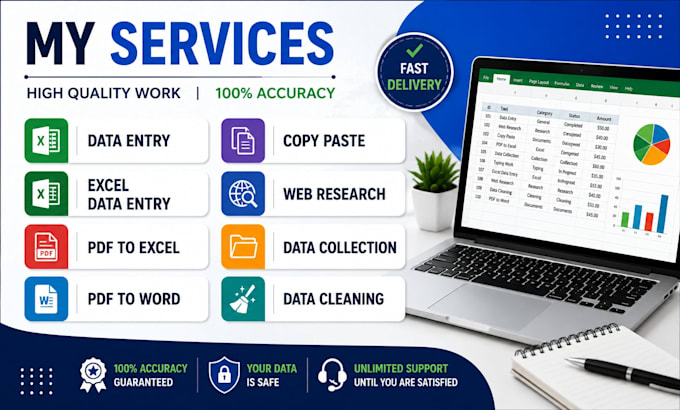 do data entry, excel and web research