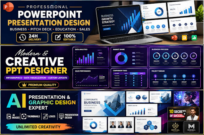 create PPT presentation market , edutaction