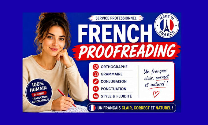proofread, copy edit, correct your french, english text, write french article