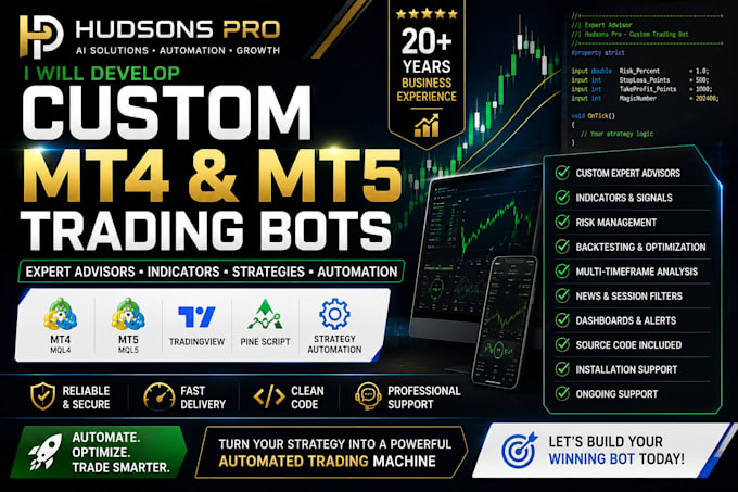 develop a custom mt4 and mt5 expert advisor trading bots
