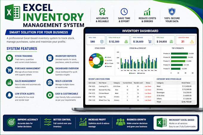 build you a custom excel inventory management system