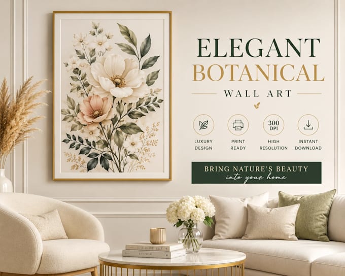 create luxury botanical wall art and printable home decor