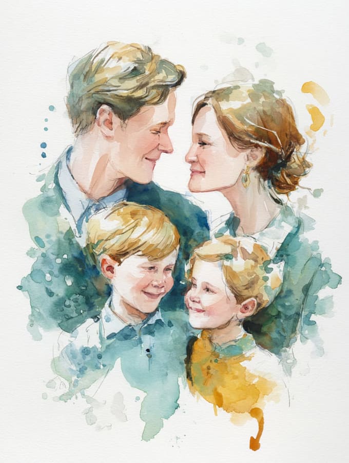 make watercolor family portrait