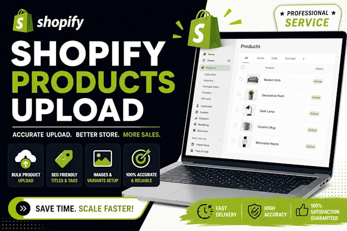 upload shopify products with SEO, image, variants,