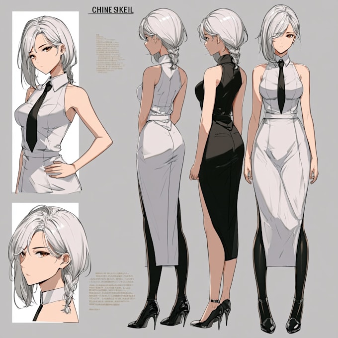 draw a anime character sheet or reference sheet for you