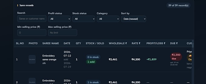 build a custom client, ledger, or business tracking web app