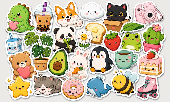 design custom cute illustration stickers