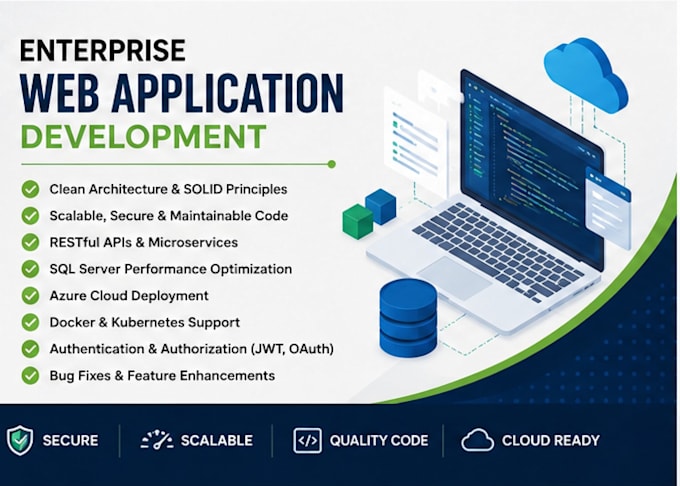 develop dotnet core and web API application and azure and sql server solution