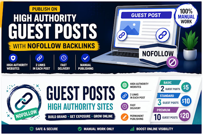 publish 2 high authority nofollow backlinks