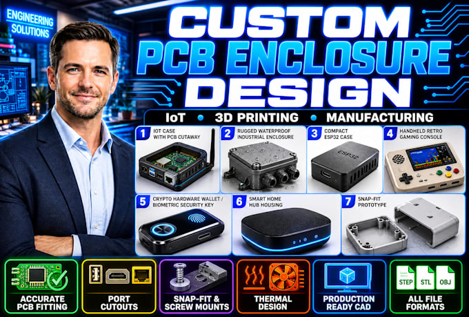 design custom pcb enclosure for 3d printing and manufacturing
