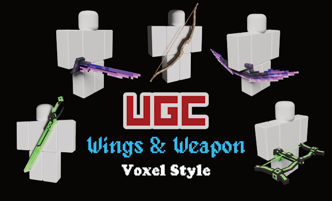 create voxel style roblox ugc wings and weapon accessories