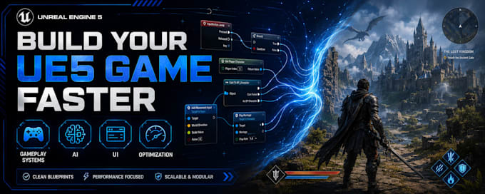 develop unreal engine 5 blueprint gameplay systems ai UI and multiplayer