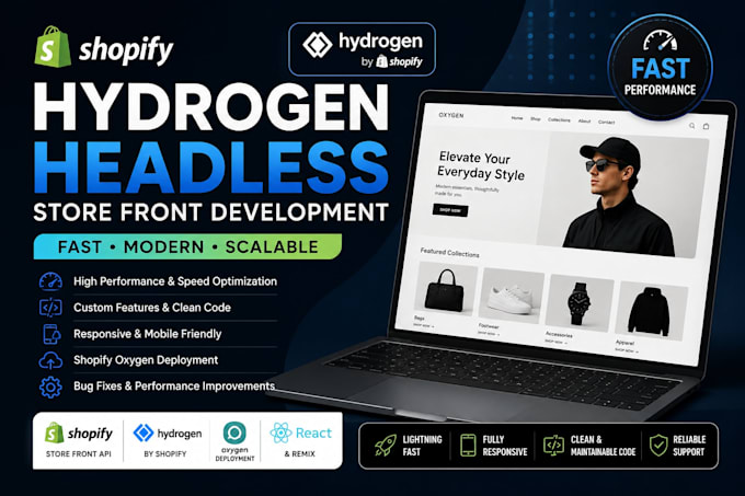 develop shopify hydrogen headless storefront  fast performance and custom UI