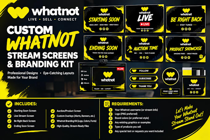 design custom whatnot stream screens and branding kit