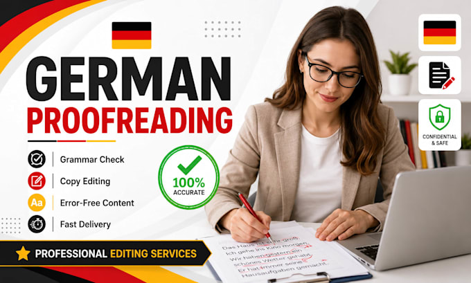 do german proofreading , copy editing and grammar check for books and documents