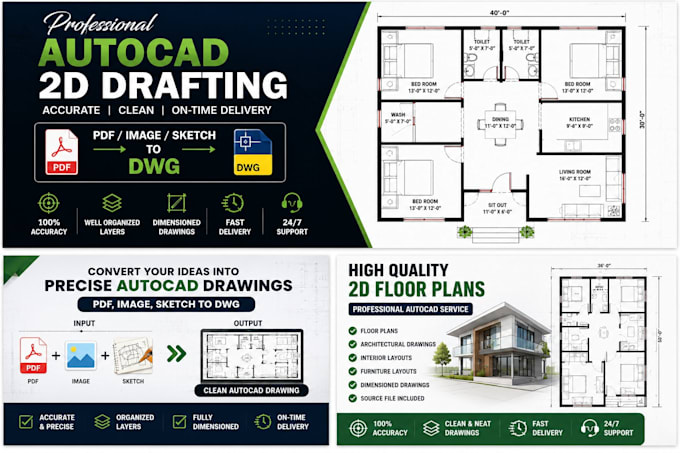 convert PDF, image or sketch to autocad dwg