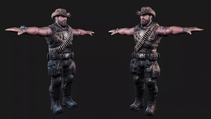 sculpt, model, texture and rig a realistic 3d game character