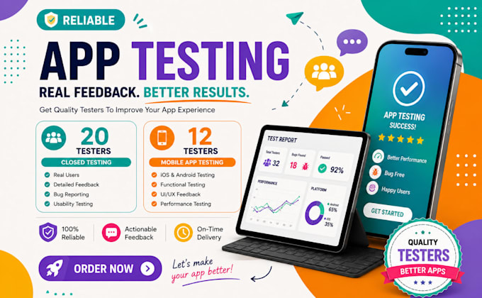 provide 12 testers closed testing 20 testers mobile app testing 12 testers