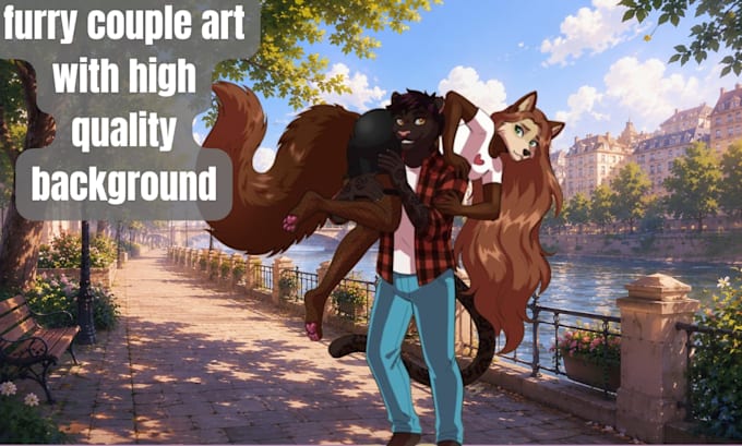 draw furry couple art for you