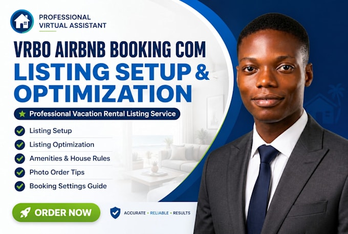 set up and optimize vrbo airbnb and booking com listings