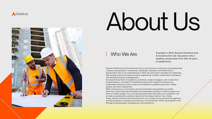 design a professional construction and engineering company profile