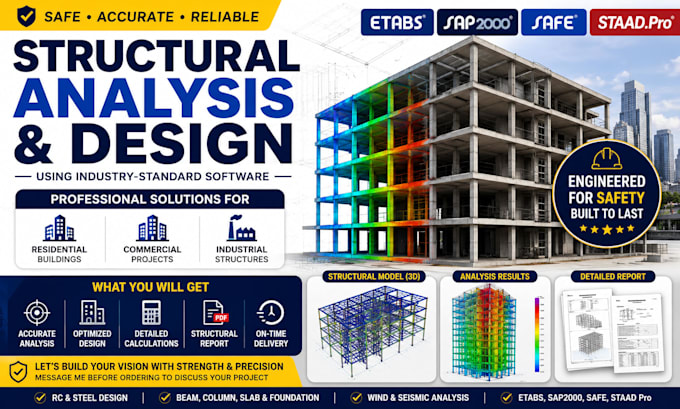 do structural analysis and design using etabs, sap2000, safe and staad pro