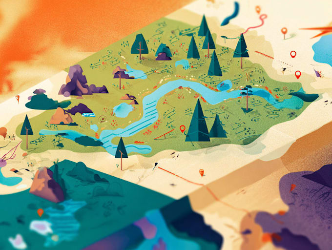 make fantasy map illustration for , novels and games