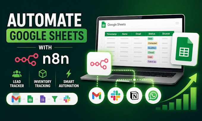 automate google sheets, spreadsheet, lead tracker, inventory tracking using n8n