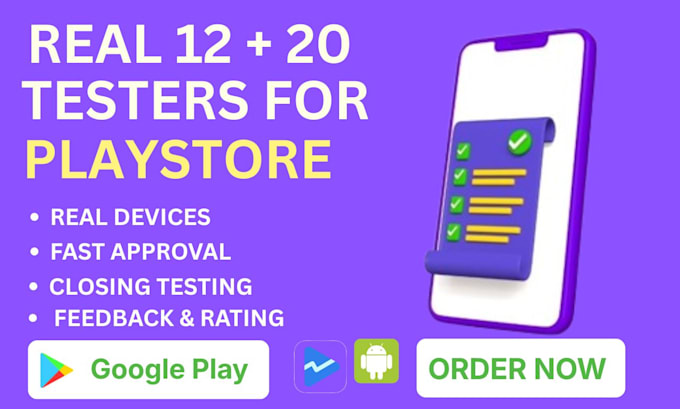 provide real 12 and 20 testers for google play console closed testing