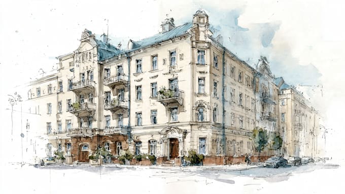 draw architectural hand drawn sketches