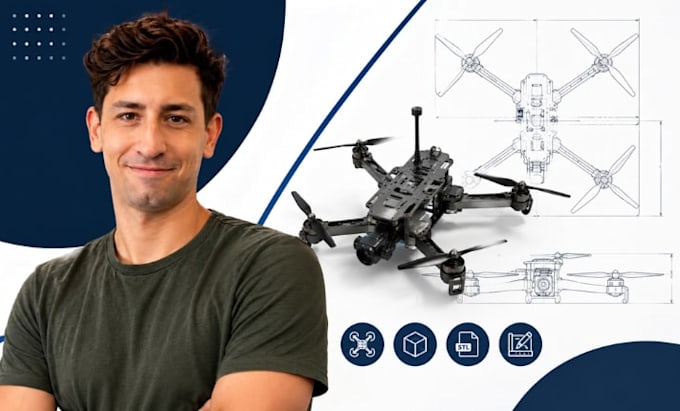 drone cad drafting, uav blueprint, fpv drone stl, assembly, autocad expert team