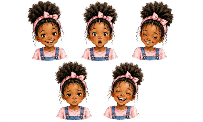 create expressive african american childrens book character designs