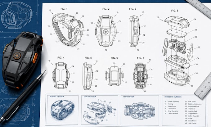 create patent illustrations and patent drawings for patent application filing