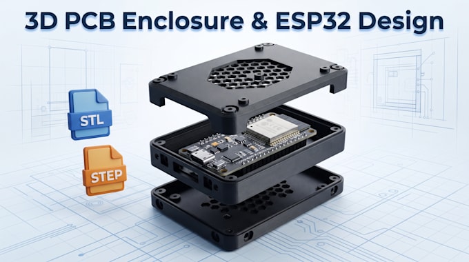 design 3d printable pcb enclosure electronic product casing esp32 pcb and iot