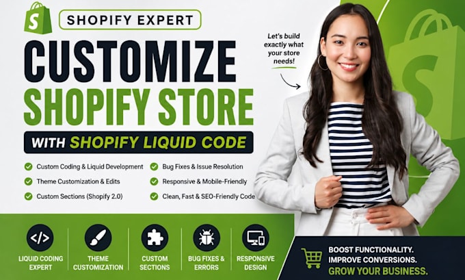 customize shopify store with shopify liquid code, custom coding and theme edits