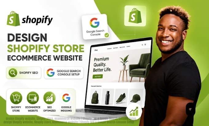design shopify website, online ecommerce store, and google search console setup