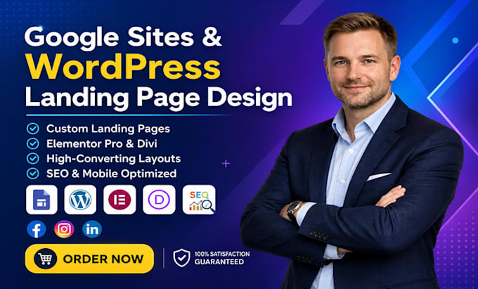 build google sites wordpress landing page design elementor pro and divi builder