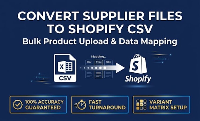convert vendor supplier file into shopify CSV bulk import product content upload