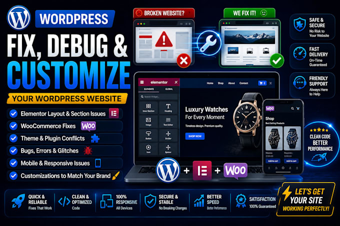 fix, debug and customize your wordpress website